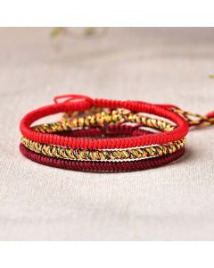 Buddha Stones Tibetan Lucky 3 Combination Sets Red String Bracelet - Red String(Bracelet Size 20-28cm)