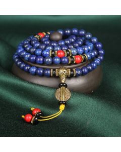 Buddha Stones Tibetan Mala Lapis Lazuli Lazurite Positive Bracelet - 8mm*108