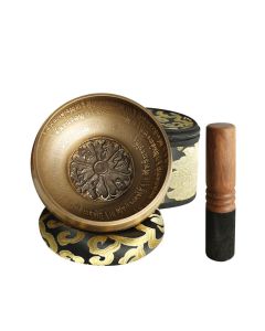 Buddha Stones Tibetan Meditation Sound Bowl Handcrafted for Healing and Mindfulness Singing Bowl Set - Red