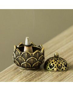 Tibetan Mini Lotus Pattern Meditation Copper Incense Burner - Lotus