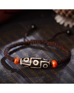 Buddha Stones Tibetan Nine-Eye Dzi Bead Prosperity String Bracelet - Nine-Eye Dzi Bead