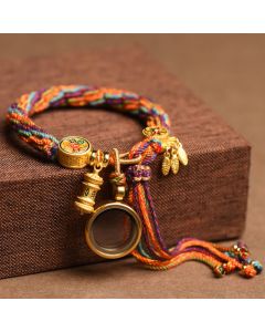 Buddha Stones Tibetan Om Mani Padme Hum Dreamcatcher Luck Colorful Reincarnation Knot String Bracelet - Om Mani Padme Hum(Love♥Focus)(Wrist Circumference 14-22cm)