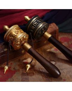 Tibetan Prayer Wheel Six True Words Copper Meditation Decoration - Black