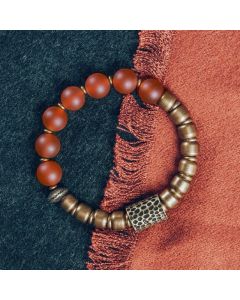 Buddha Stones Tibetan Red Agate Green Agate Copper Confidence Fortune Bracelet - Red Agate / 16cm