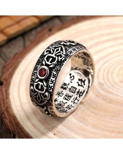 Tibetan Ruby Copper Wealth Ring - White