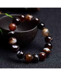 Buddha Stones Tibetan Sardonyx Happiness Positive Bracelet - 14mm