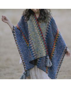 Buddha Stones Tibetan Shawl Soft Warm Knitting Cloak Winter Tibetan Tassel Scarf - Blue