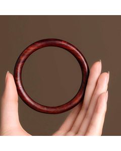 Buddha Stones Tibetan Small Leaf Red Sandalwood Ebony Green Sandalwood Protection Bracelet Bangle - Ebony / 58mm