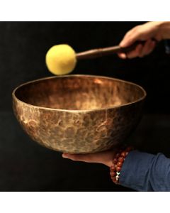Buddha Stones Tibetan Sound Bowl Handcrafted for Healing and Meditation Positive Energy Singing Bowl Set - 7.87IN (20CM)