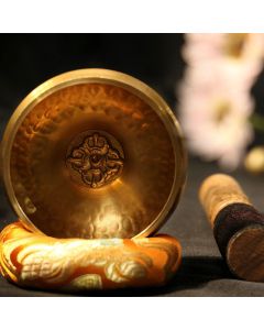 Buddha Stones Tibetan Sound Bowl Handcrafted for Relaxation and Mindfulness Meditation Singing Bowl Set - 3.14IN (8CM)