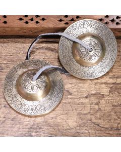 Buddha Stones Tibetan Tingsha Bell Auspicious Cloud Six True Words Copper Wealth Decoration - Six True Words