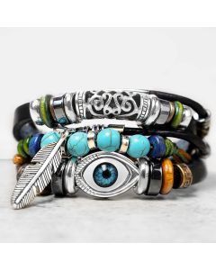 Buddha Stones Tibetan Turquoise Evil Eye Purification Bracelet - Turquoise