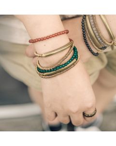 Buddha Stones Tibetan Various Agate Stone Copper Protection Triple Wrap Bracelet - 18cm / White Agate