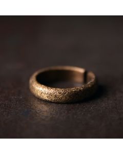 Buddha Stones Tibetan Vintage Texture Design Copper Luck Couple Ring - Men(Size Plus) / 2mm