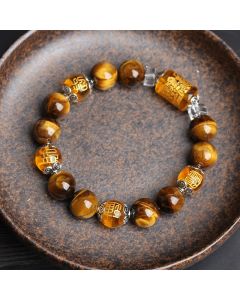 Buddha Stones Tiger Eye Bead Fortune Prosperity Bracelet - 12mm