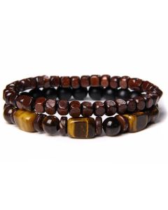 Buddha Stones Tiger Eye Frosted Stone Hematite Courage Bracelet - 5