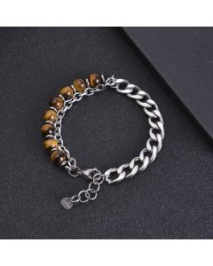 Buddha Stones Tiger Eye Picasso Jasper Frosted Stone Strength Bracelet - Blue Tiger Eye