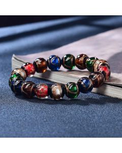 Buddha Stones Colorful Liuli Glass Bead Luck Bracelet - 14mm(Wrist Circumference: 7.1–7.5 in / 18–19 cm)