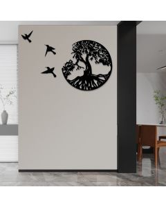 Buddha Stones Tree of Life Birds Creation Wall Art - 50*50cm
