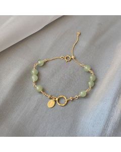 Buddha Stones Unique Natural Hetian Jade 14K Gold filled Luck Beaded Bracelet - Natural Jade, Color May Vary Slightly