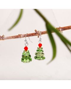 Various Crystals Christmas Tree Amethyst Peace Healing Drop Earrings - Rose Red