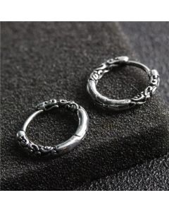 Buddha Stones Viking Celtic Hoop Titanium Steel Balance Earrings - Silver