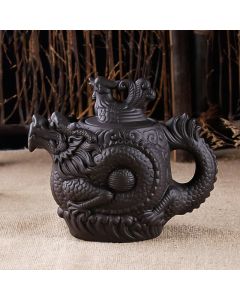 Vintage Dragon Phoenix Ceramic Teapot - Brown