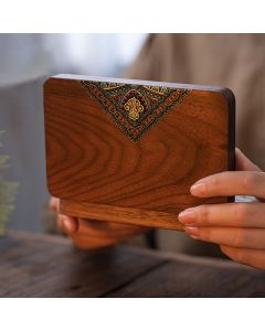 Vintage Handmade Black Walnut Wood Jewelry Storage Box Wooden Gift Box - Black Walnut Wood 16.5*24.3*6.5cm