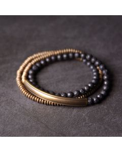 Buddha Stones Vintage Lava Rock Copper Support Bracelet - 18cm