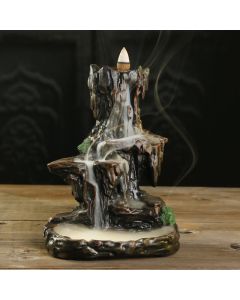 Buddha Stones Waterfall Backflow Incense Burner Mountain Tower Incense Holders - Resin