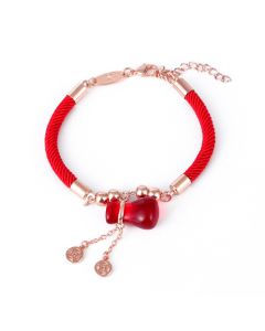 Buddha Stones Wealth Attractor Red Agate Red Rope Bracelet - Red Agate(Bracelet Size 18+3cm)