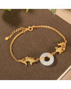 Buddha Stones White Jade Koi Fish Prosperity Bracelet - Koi Fish (Luck ♥ Prosperity)
