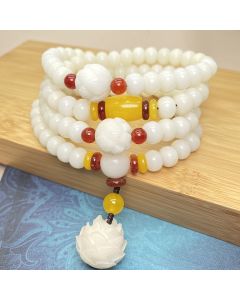 Buddha Stones Lotus Bodhi Seed Mala 108 Beads Protection Bracelet - 8*10mm