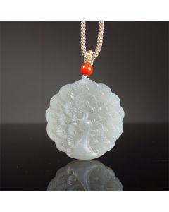 White Jade Peacock Protection Blessing Necklace Pendant - White Jade ( Protection ♥ Happiness)