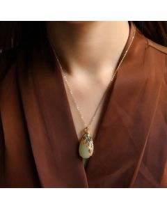White Jade Peacock Protection Necklace Chain Pendant - White Jade ( Protection ♥ Happiness)