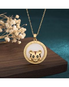 Buddha Stones White Jade Year of the Tiger Blessing Necklace - White Jade