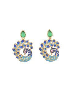 Natural White Peacock Green Agate Fortune Earrings - Green Agate&Chalcedony