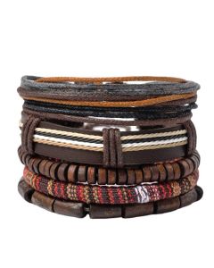Buddha Stones Wrap Hemp Cords Wood Beads Leather Bracelet - Classic Style