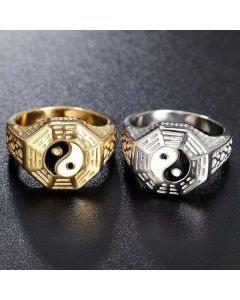 Yin Yang Symbol Copper Luck Ring - Silver