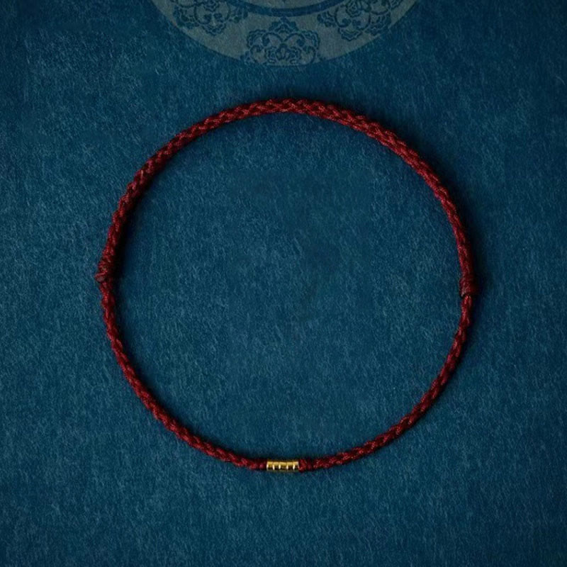 FREE Today: Keep Positive Golden Bead Braided String Lucky Bracelet Anklet - Dark Red / Bracelet 13-20cm