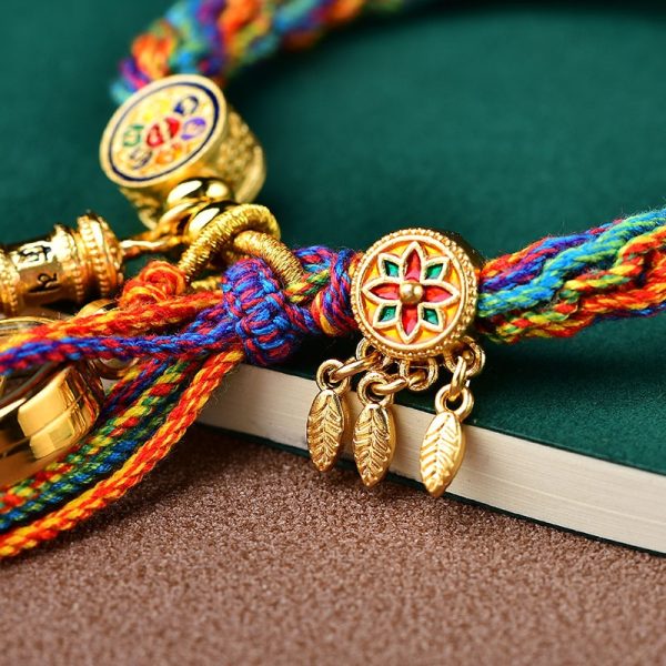 Buddha Stones Tibetan Om Mani Padme Hum Hand Knitting Colorful Reincarnation String Bracelet - Image 7