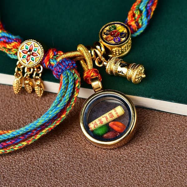 Buddha Stones Tibetan Om Mani Padme Hum Hand Knitting Colorful Reincarnation String Bracelet - Image 8