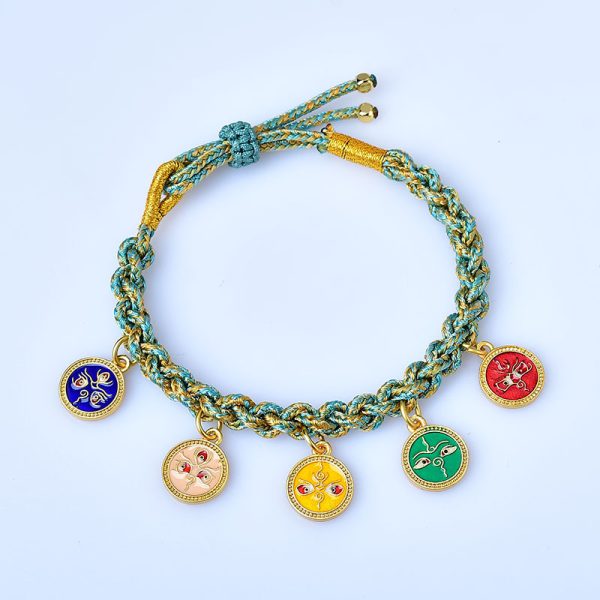 Buddha Stones Tibetan Handmade Colorful Rope Five Way God of Wealth Lucky Bracelet - Image 5