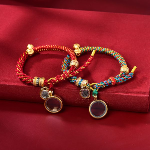 Buddha Stones Tibetan Hand Rope Knot Om Mani Padme Hum Zakiram Goddess of Wealth Bracelet - Image 2