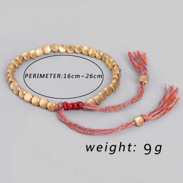 Buddha Stones Tibetan Handmade String Special-shaped Copper Beads Lucky Bracelet - Image 8