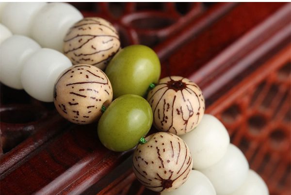 Buddha Stones Hainan Natural White Jade Bodhi Beads Lotus Mala Necklace Bracelet - Image 6