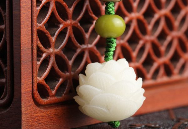 Buddha Stones Hainan Natural White Jade Bodhi Beads Lotus Mala Necklace Bracelet - Image 4