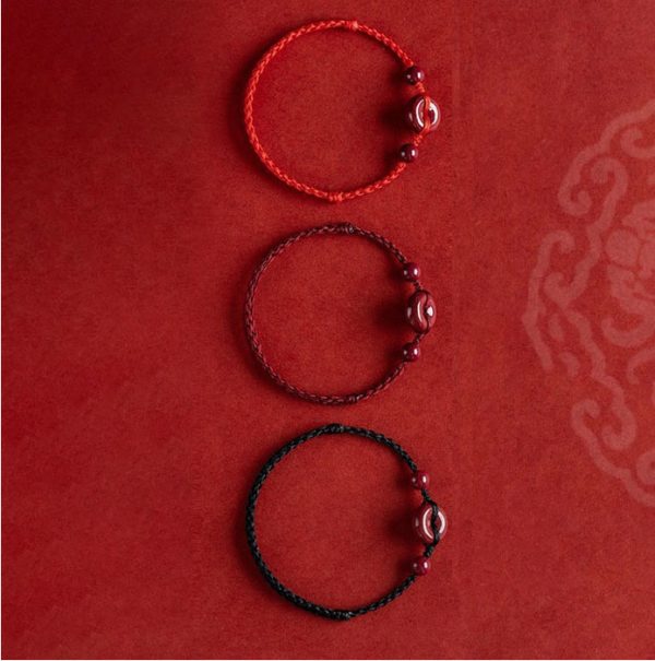 Buddha Stones Zodiac Year Cinnabar Peace Buckle Blessing Handmade String Bracelet & Anklet - Image 3