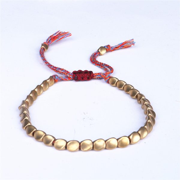 Buddha Stones Tibetan Handmade String Special-shaped Copper Beads Lucky Bracelet - Image 3