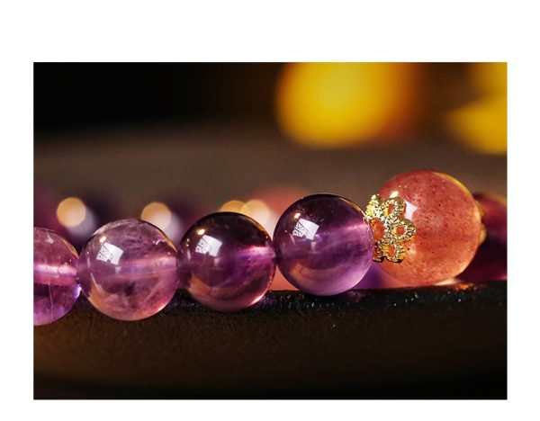 Buddha Stones Natural Citrine Amethyst Rutilated Quartz Lucky Fortune Bracelet - Image 6